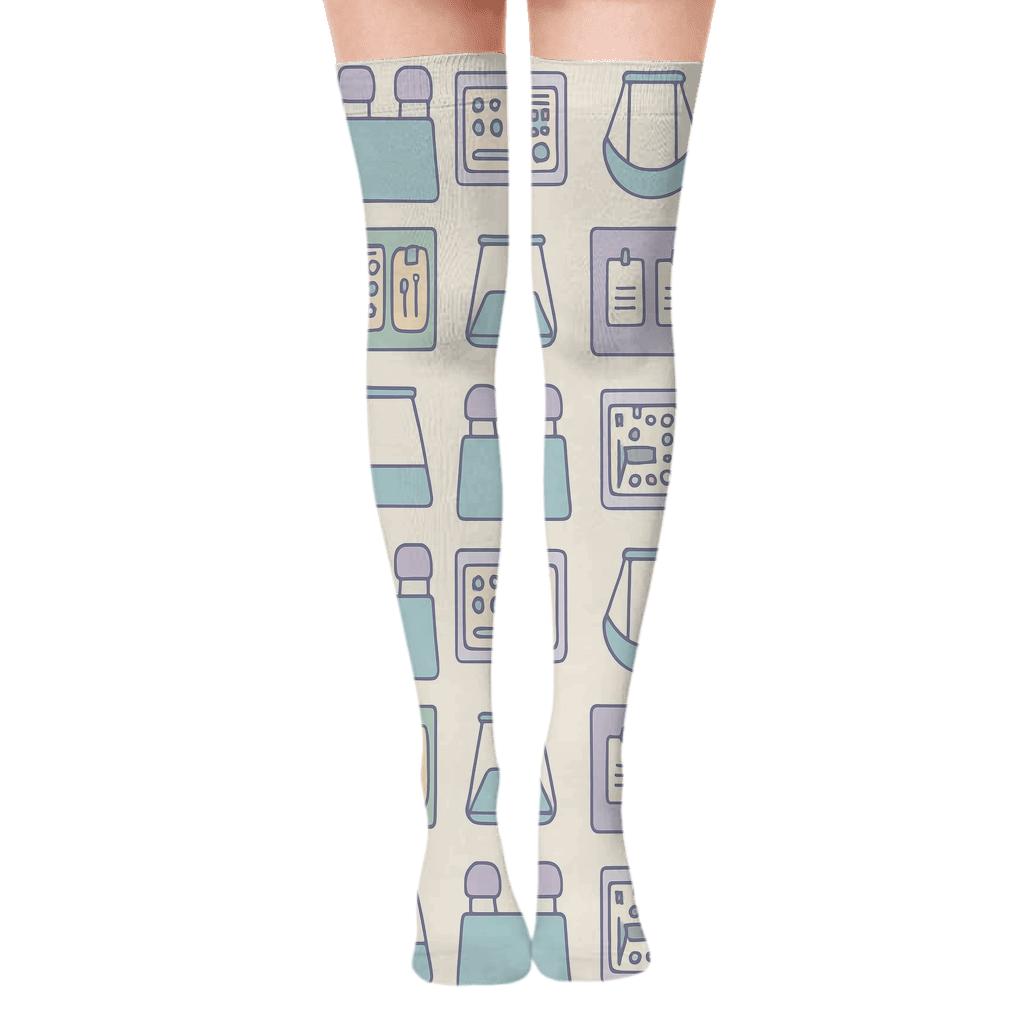Occupational Therapist Play Grid In Sensory Pastels unique graphic over-the-knee socks
