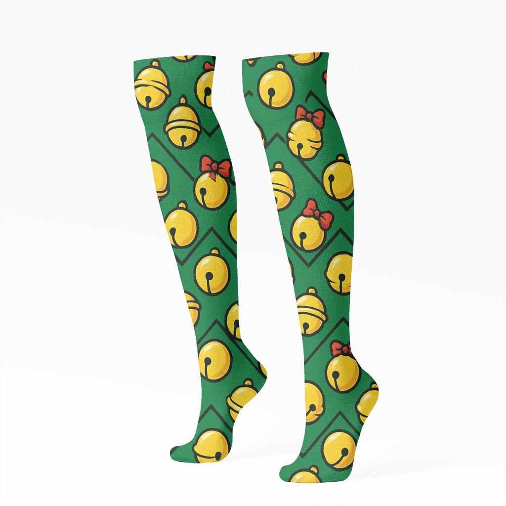 Holiday Bells Chevron Dance premium sports knee-high socks
