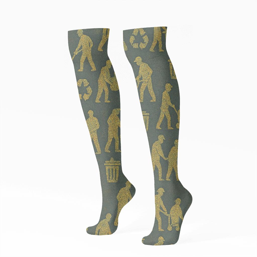 Refuse Nebula Mosaic Sanitation Worker personalized knee-high socks