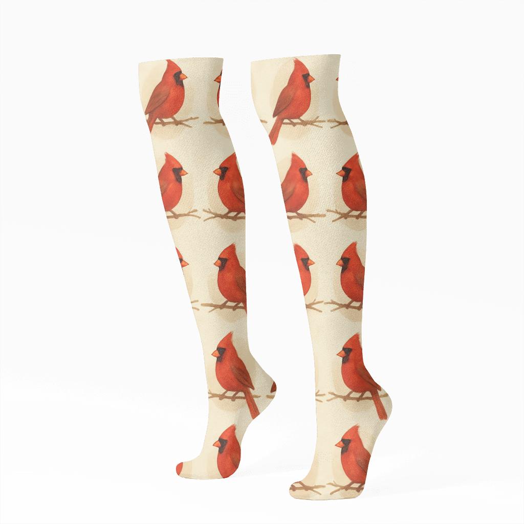 Cardinal Branch Band Striping trendy patterned knee-high socks