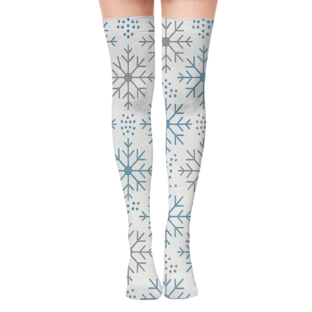 Snowflake Medallion Field Xmas Classic trendy patterned over-the-knee socks