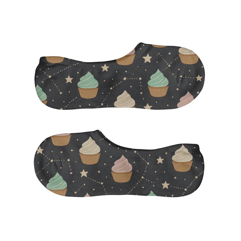 Cupcake Constellation Pattern Baker designer printed no-show socks