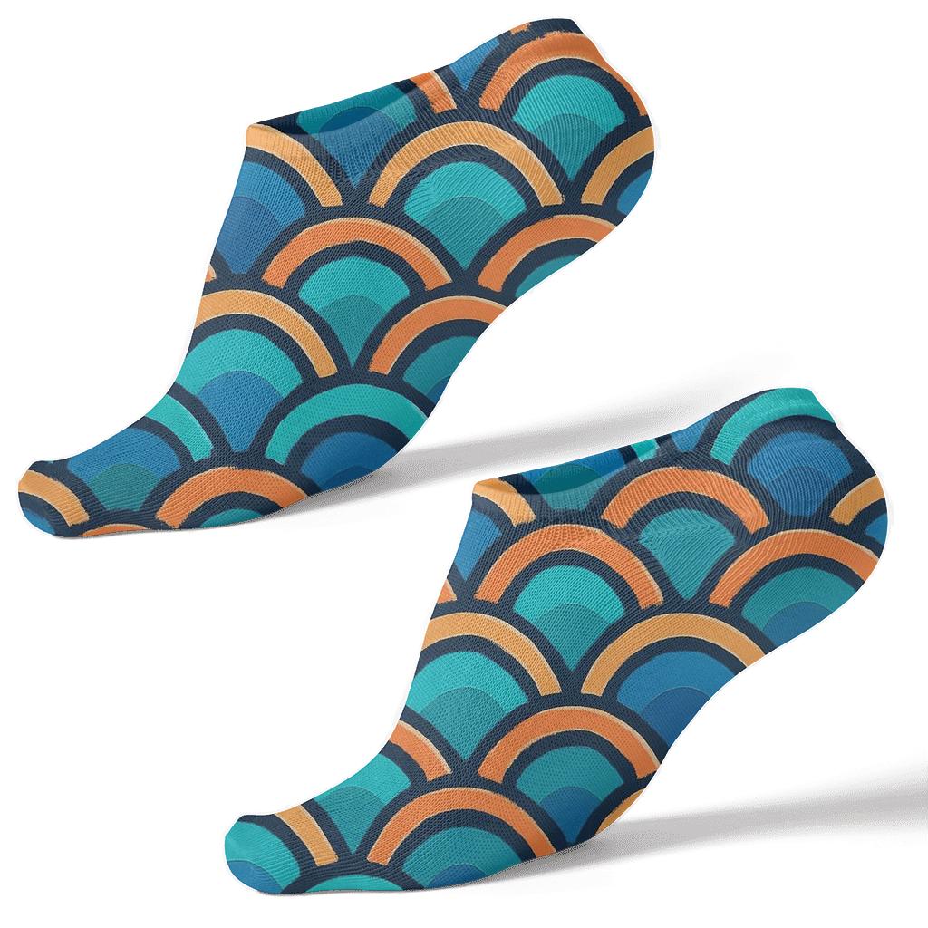 Fish Scale Carnival Waves unique graphic ankle socks