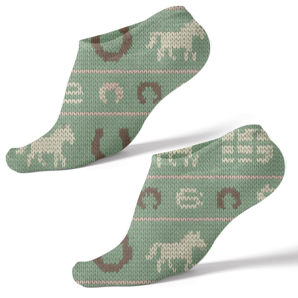 Stitched Star Bands With Pony Motifs unique graphic ankle socks