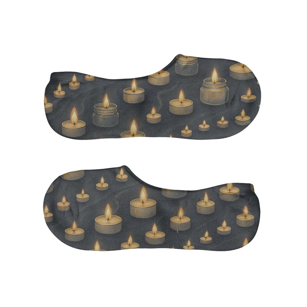 Nebula Glow Pattern With Candle Motifs personalized no-show socks