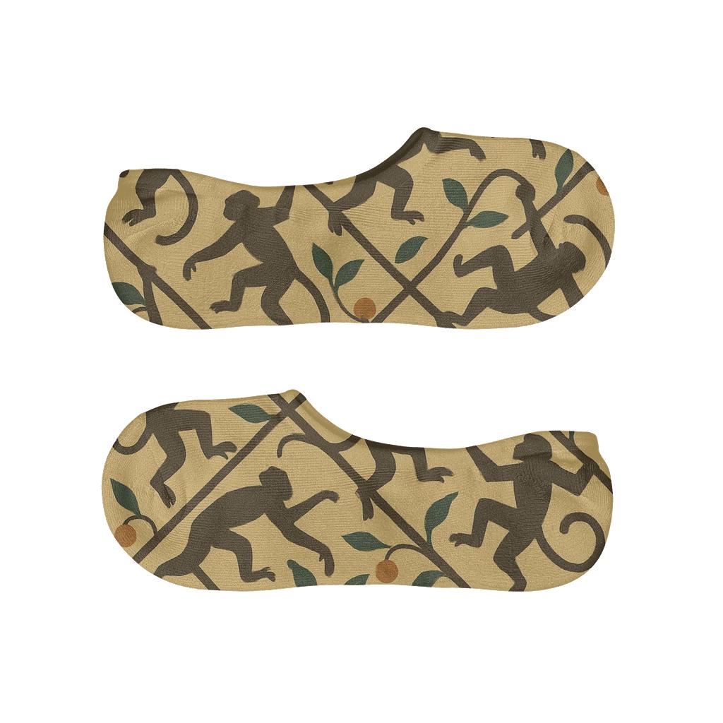 Vine Wrapped Jungle Silhouettes Monkey comfortable low-cut socks