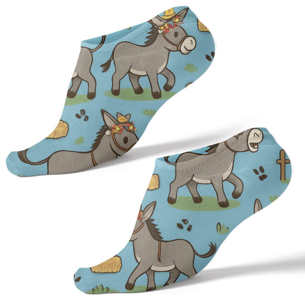 Donkey Meadow Carnival Pattern comfortable cotton ankle socks