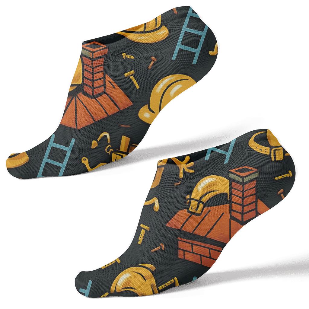 Roofer Skyline Party Grid premium sports ankle socks