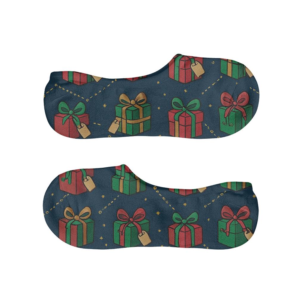 Presents Constellation Gift Wrap Grid low cut no-show socks