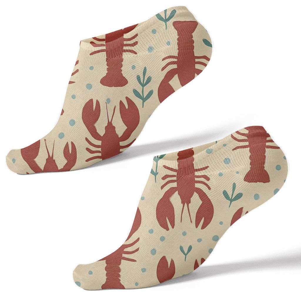 Crimson Reef Grid With Lobster Silhouettes premium sports ankle socks