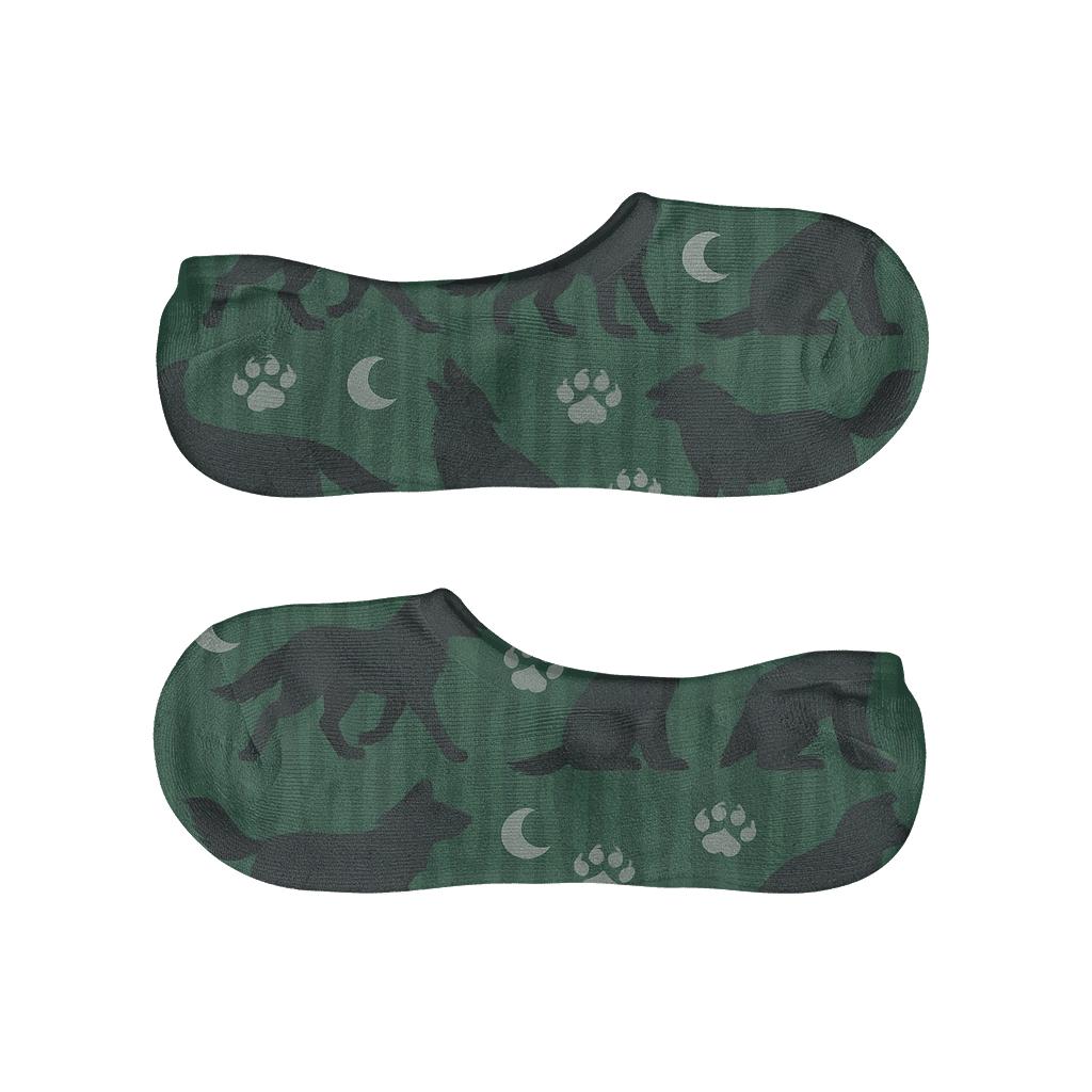 Moonlit Trail Pack With Gray Wolf Silhouettes personalized invisible socks
