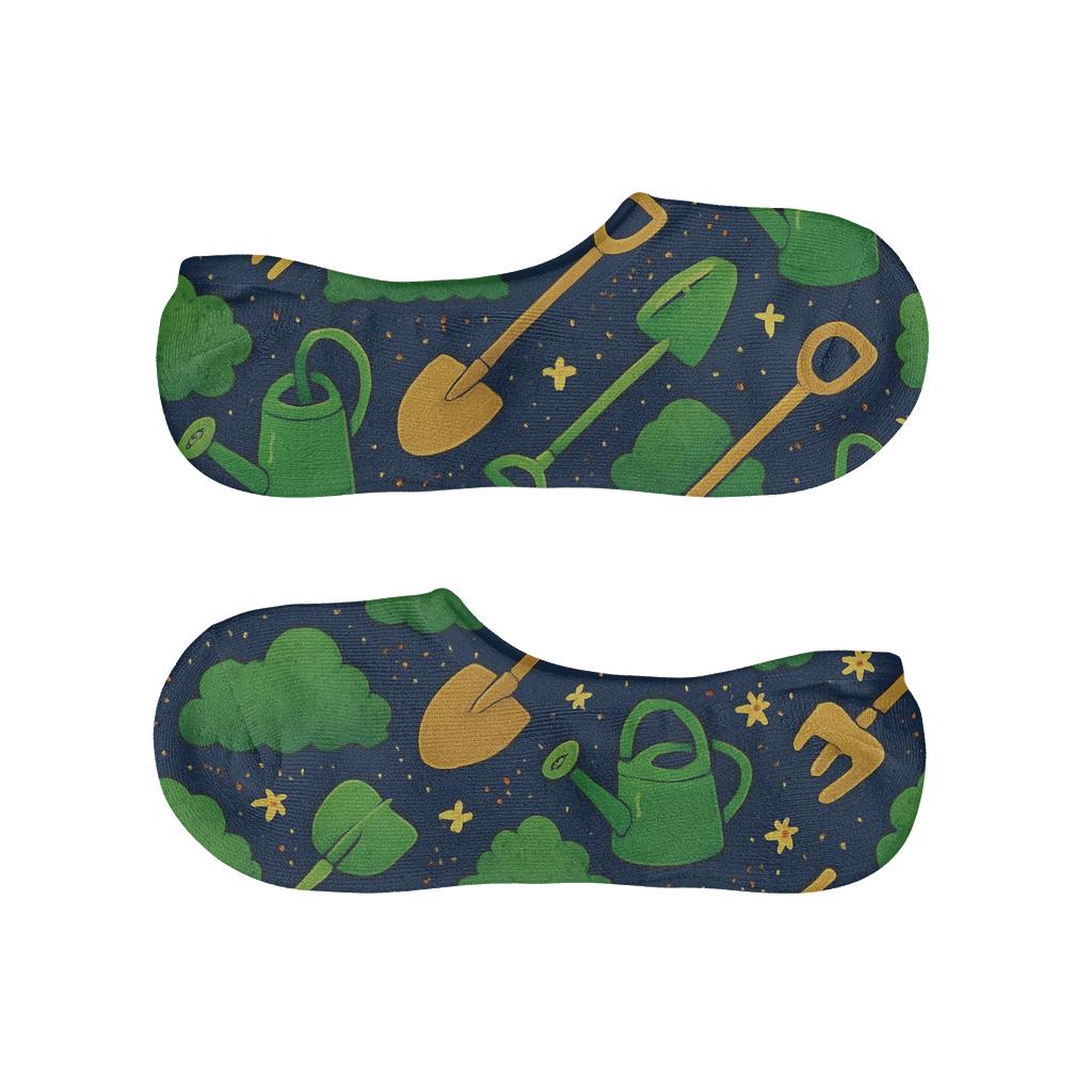 Landscaper Constellation Garden Grid designer print no-show socks