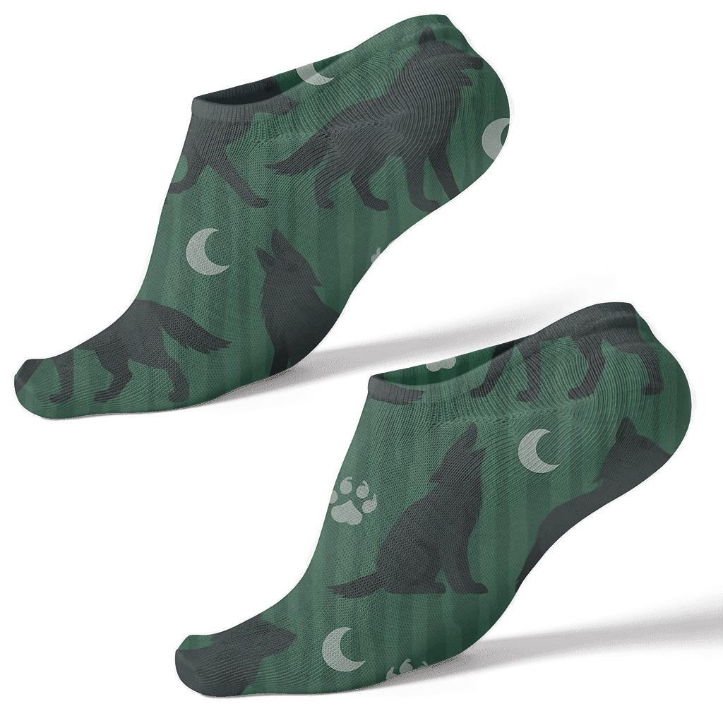 Moonlit Trail Pack With Gray Wolf Silhouettes custom ankle socks
