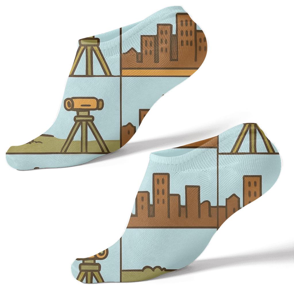 Surveyor Grid Skyline Pattern comfortable cotton ankle socks