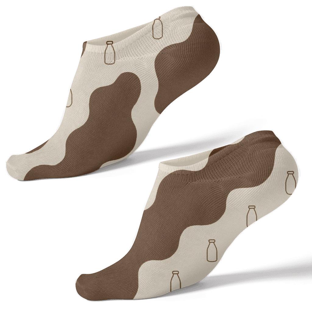 Creamy Pasture Milk Bottle Spot Drift soft everyday ankle socks