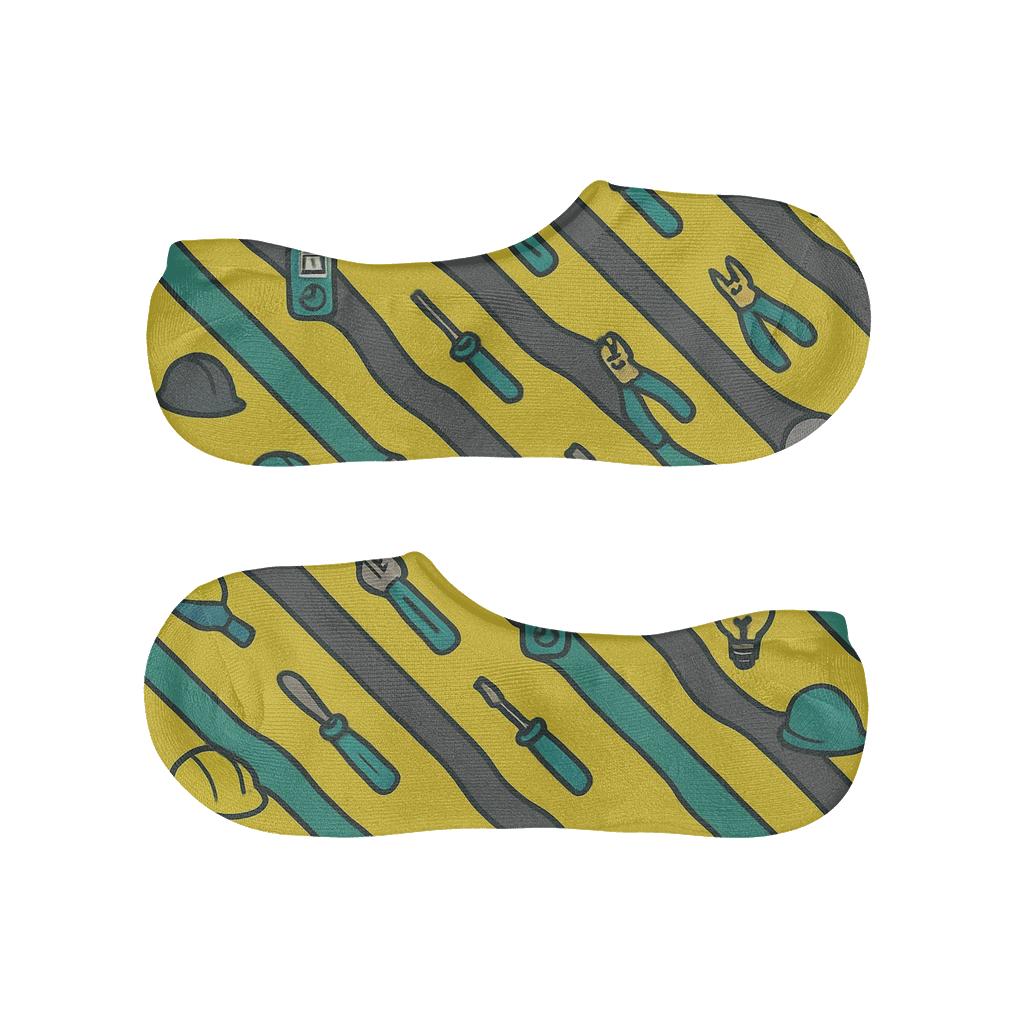 Voltage Ribbon Pattern With Electrician Icons breathable seamless no-show sockscustom no-show socks
