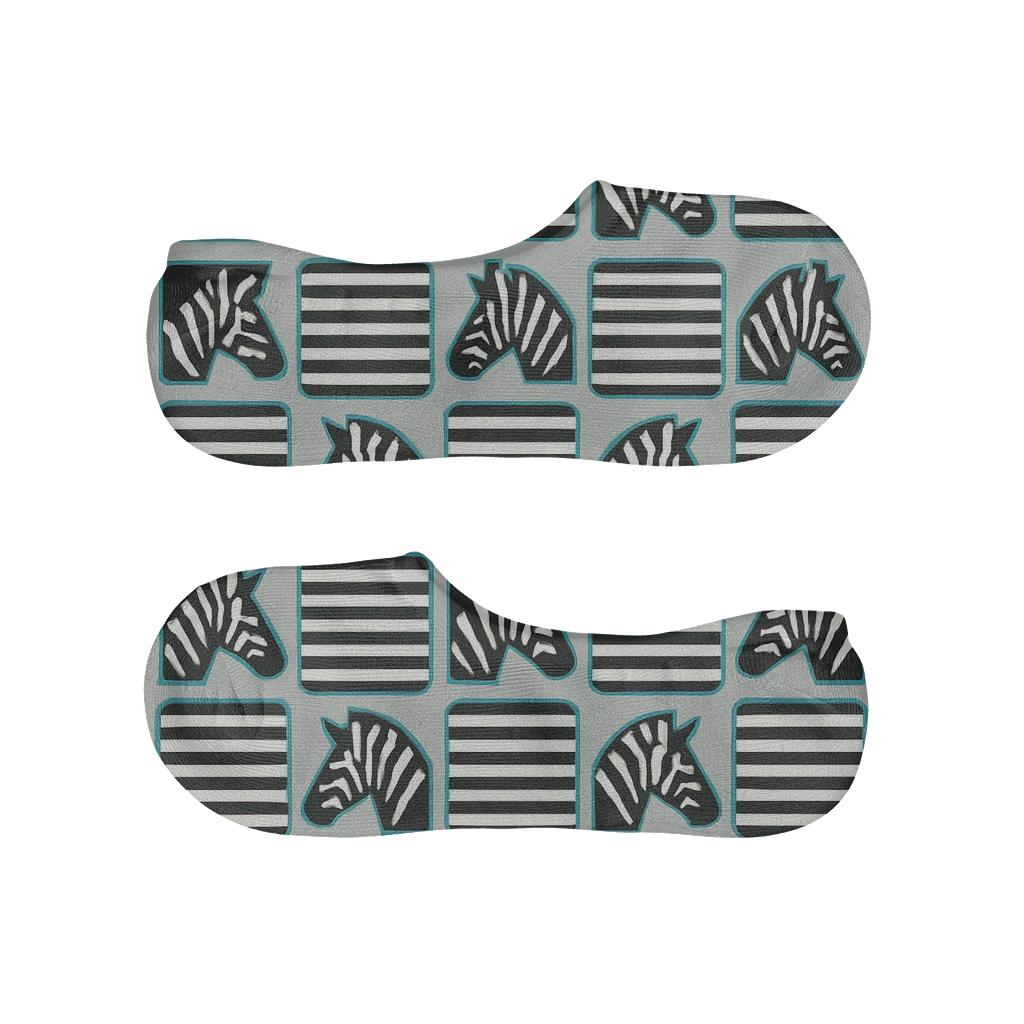Teal Glow Zebra Crossing Grid comfortable low-cut socks