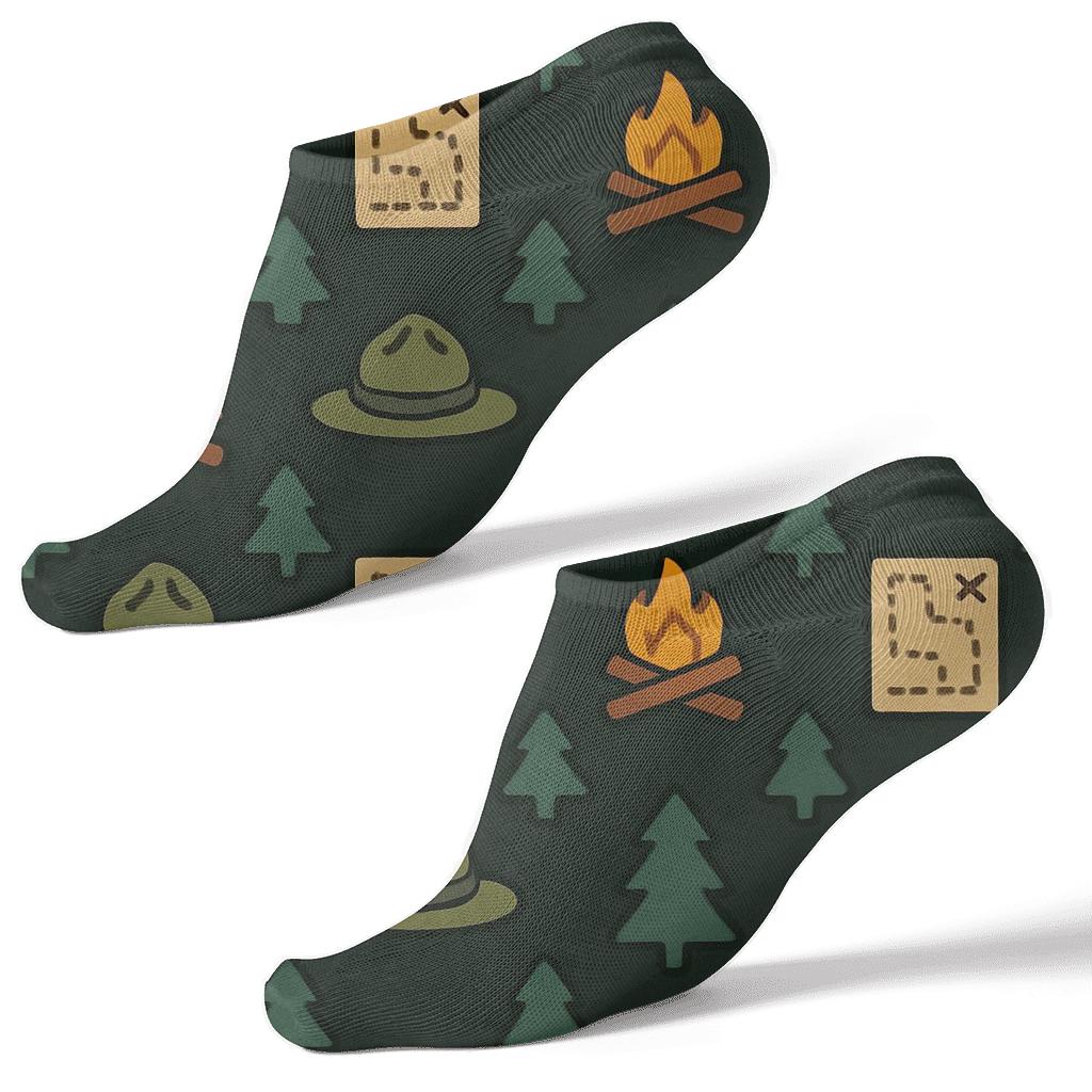 Park Ranger Night Trail Icon Grid unique graphic ankle socks
