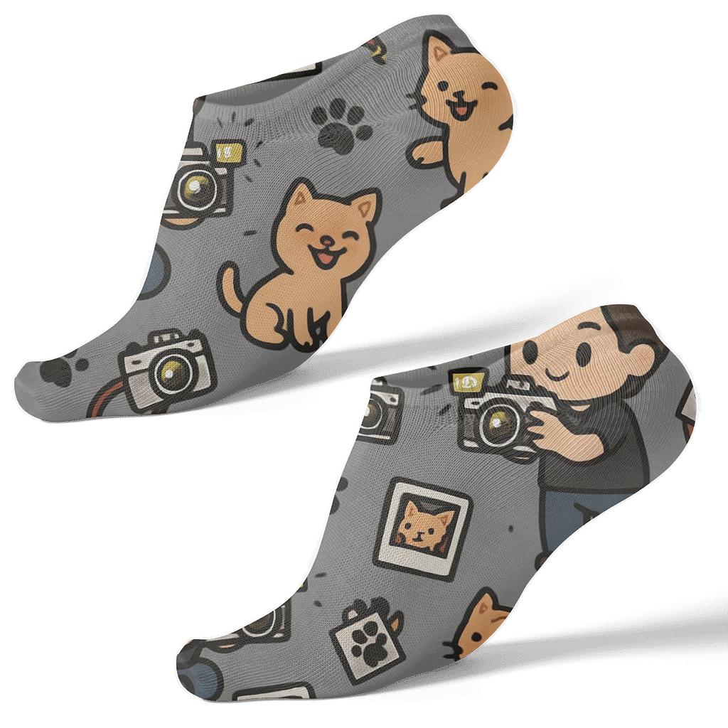 Photographer Paws And Clicks Pattern unique graphic ankle socks