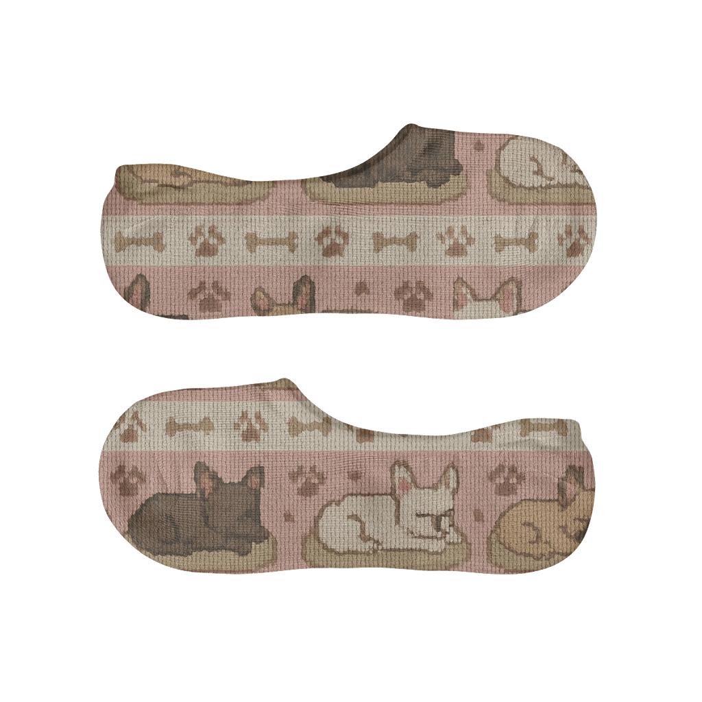Cozy Knit French Bulldog Nap Band Pattern breathable seamless no-show sockscustom no-show socks