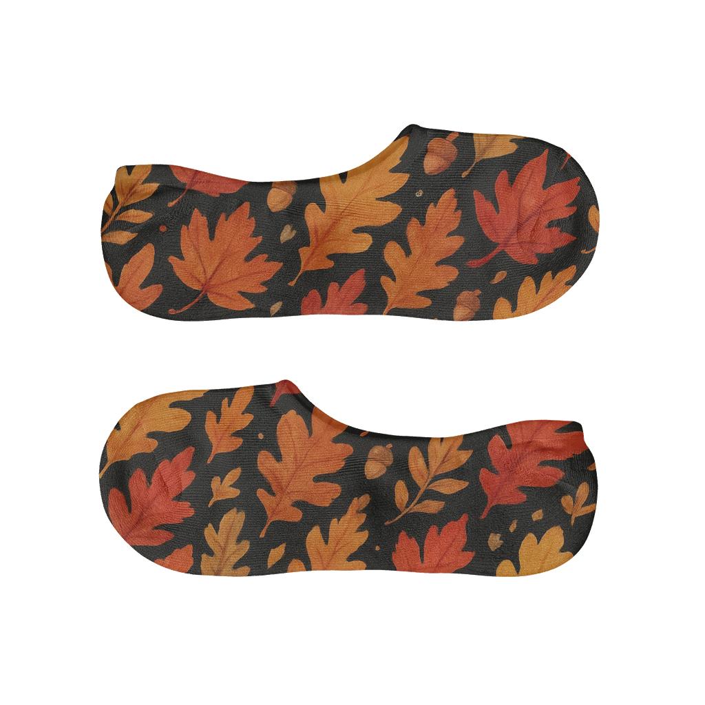 Golden Leaf Drift On Midnight Field breathable seamless no-show sockscustom no-show socks
