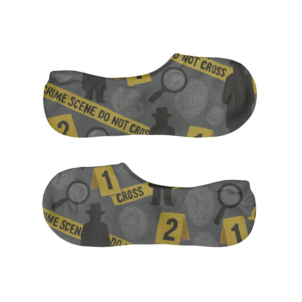 Evidence Trail Tessellation With Police Detective Motifs anti-slip no-show socks
