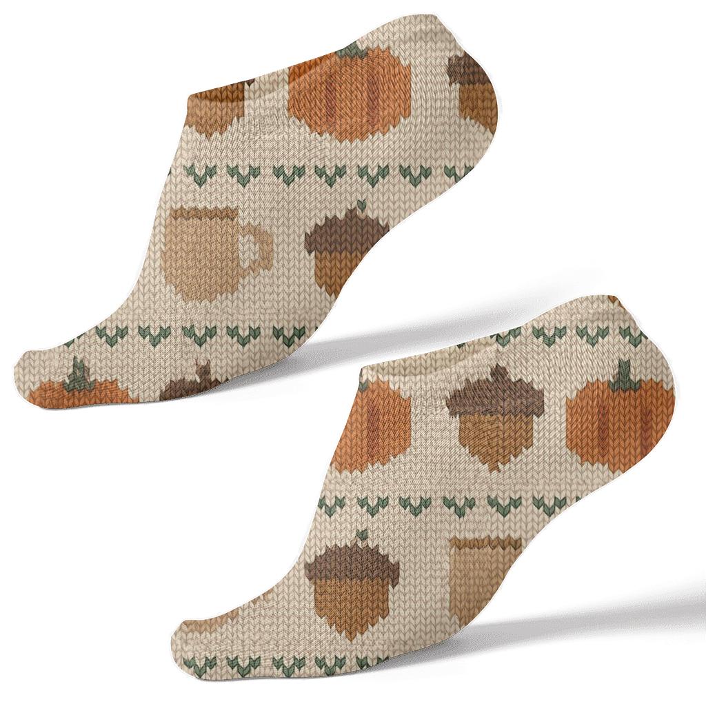 Pumpkin Patch Knit Illusion Stripe trendy patterned ankle socks