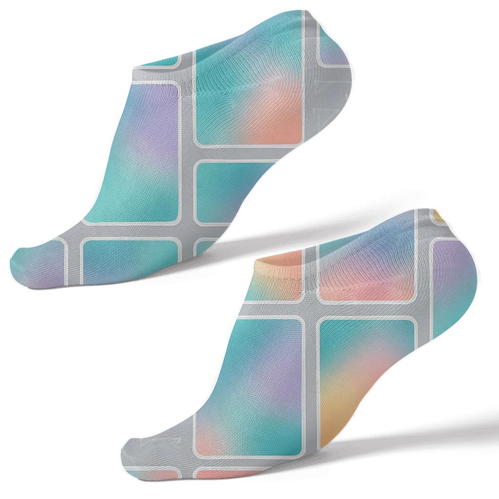 Nebula Palette Grid Pattern Graphic Designer Edition unique graphic ankle socks