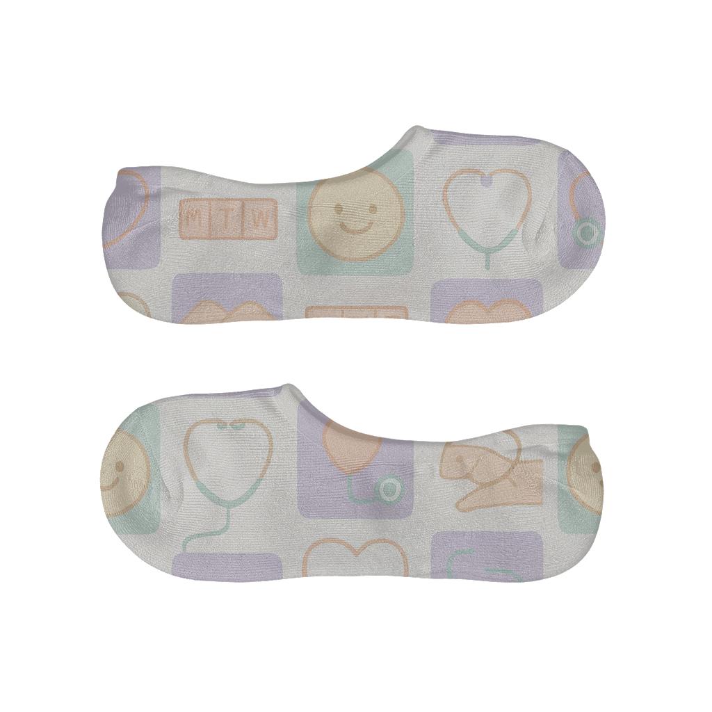 Pastel Rhythm Grid With Caregiver Icons comfortable low-cut socks