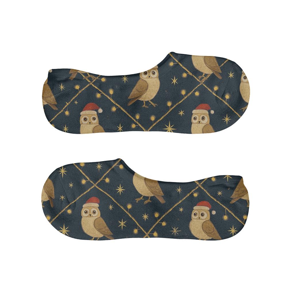 Owls On Twinkling Garland Lattice soft cotton no-show socks