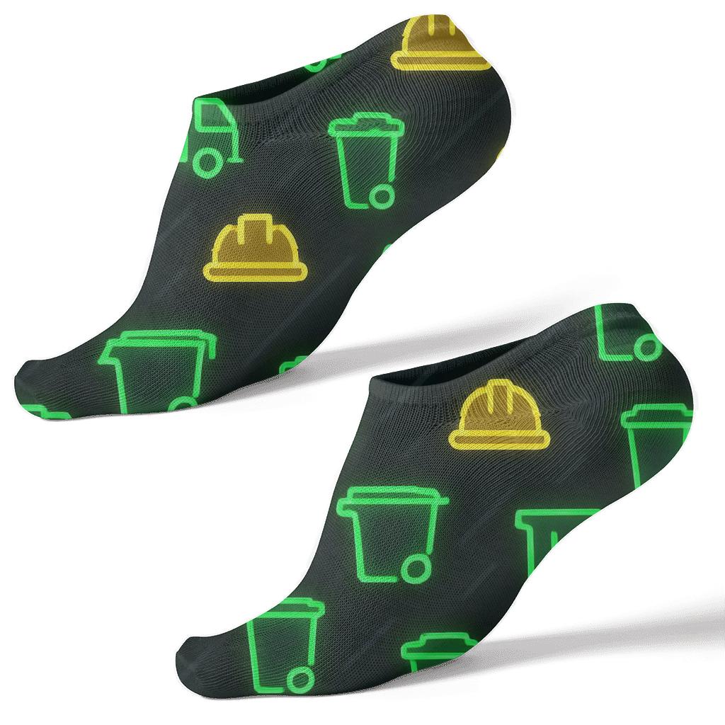 Midnight Street Grid With Garbage Collector Icons comfortable cotton ankle socks