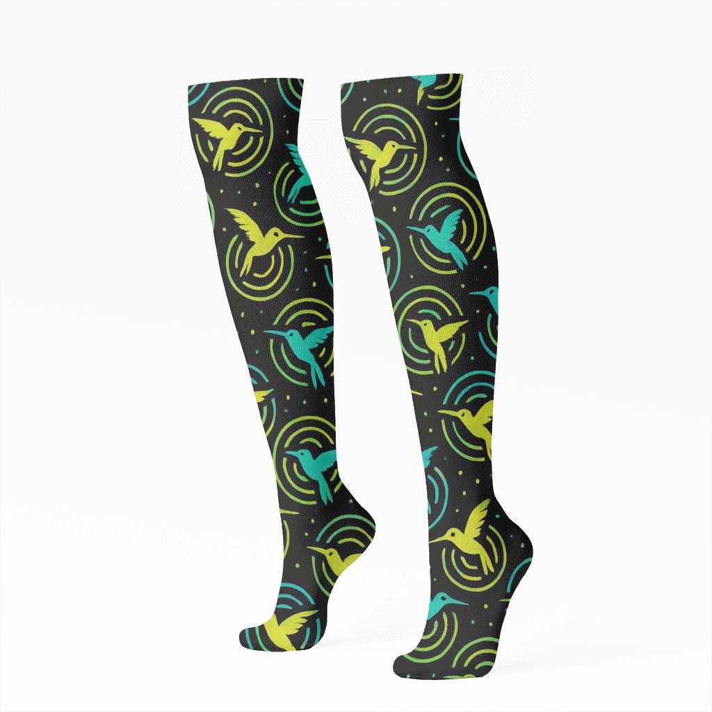 Night Chorus Constellation With Hummingbird Rhythm custom knee-high socks
