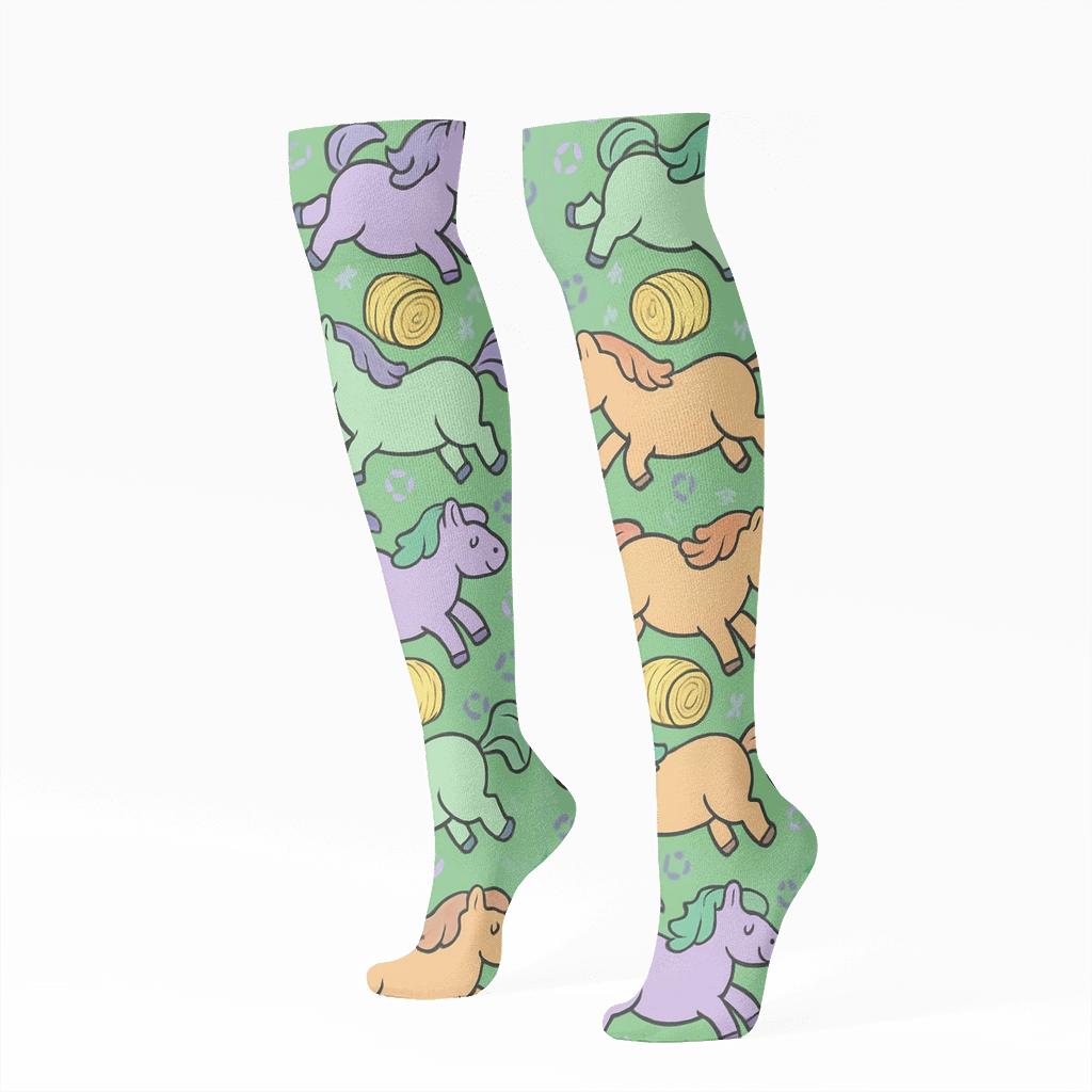 Pony Pasture Party Tiling personalized knee-high socks