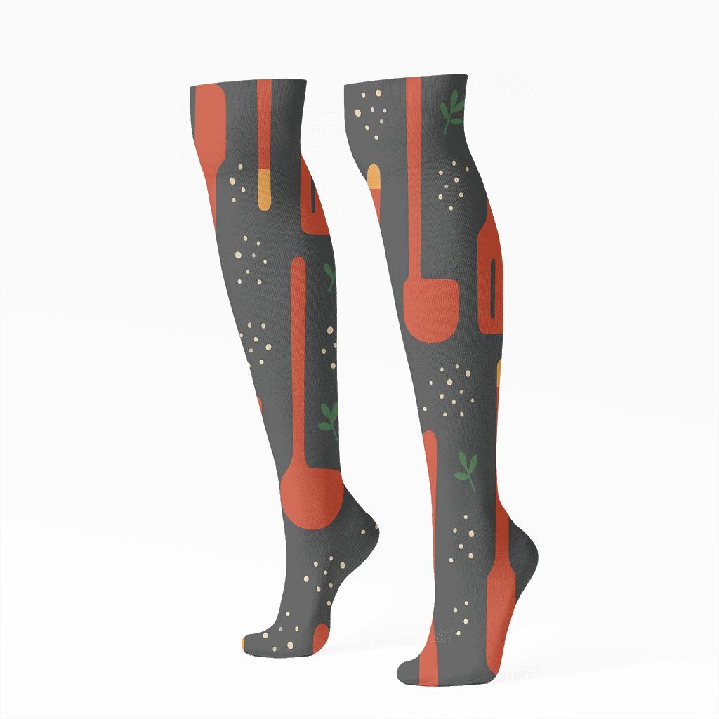 Tomato Ladle Pattern Cook Edition personalized knee-high socks