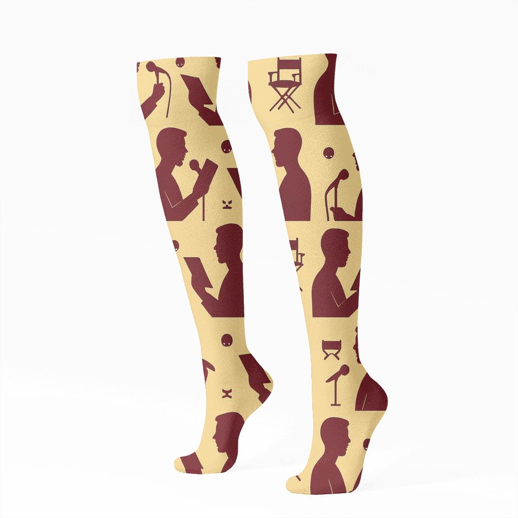 Spotlight Grid With Actor Silhouettes soft everyday knee-high socks