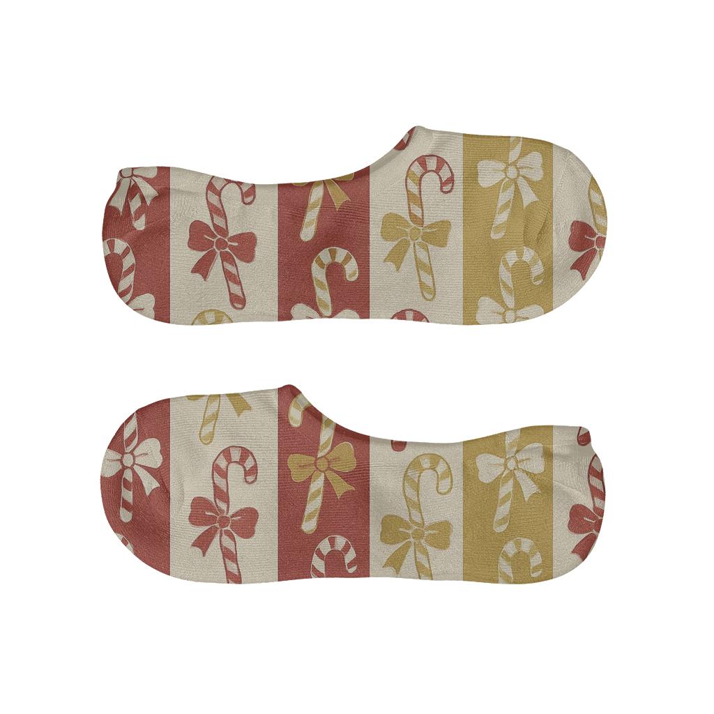 Retro Panel Stripes Featuring Candy Canes Parade breathable seamless no-show sockscustom no-show socks