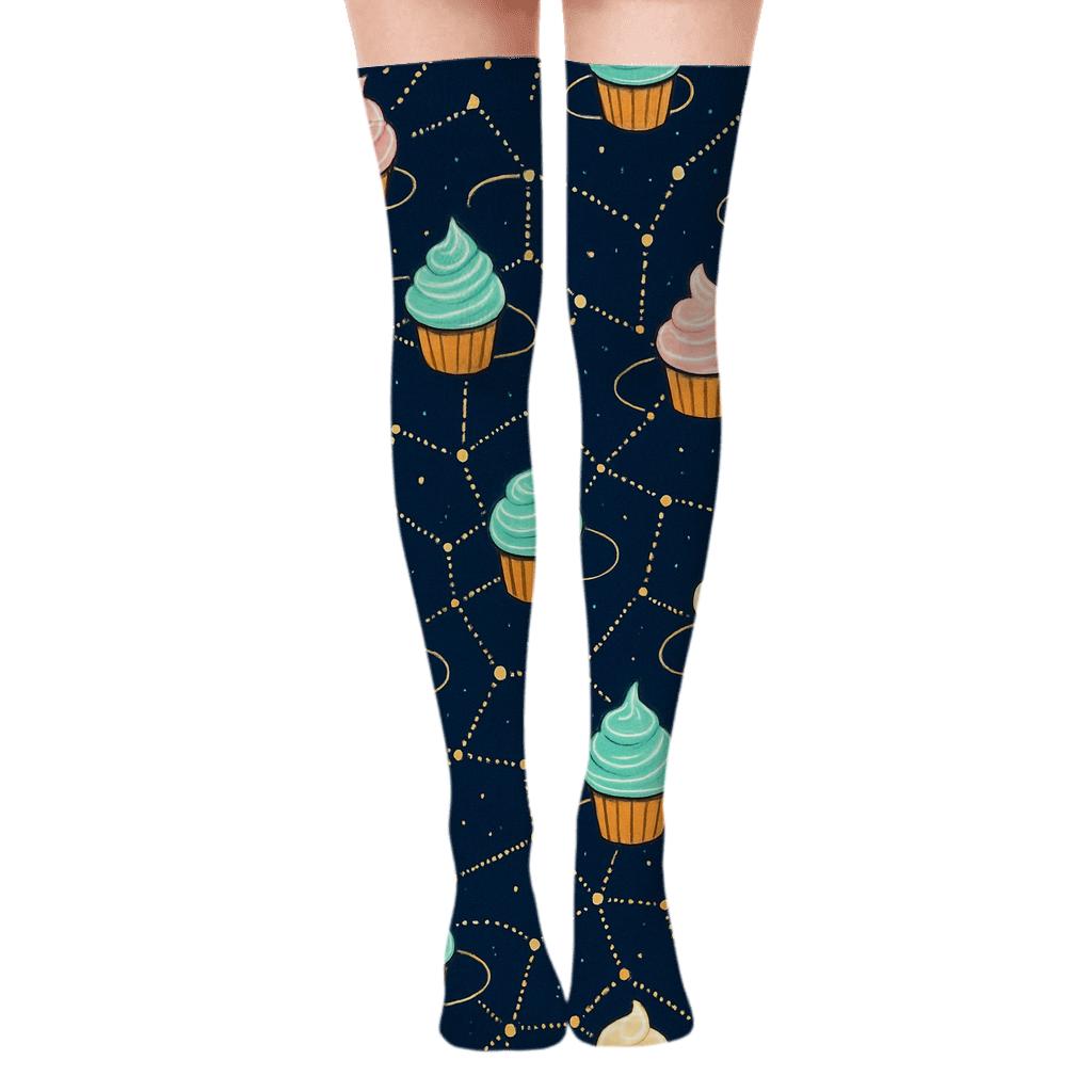 Cupcake Constellation Baker Grid personalized over-the-knee socks