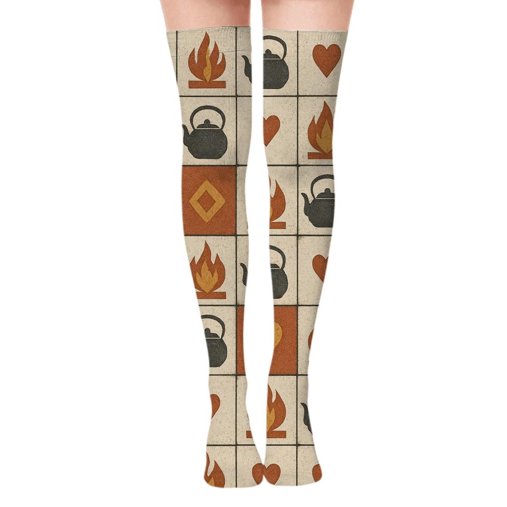 Mantel Tile Mosaic With Hearth Heart Pattern premium cozy over-the-knee socks