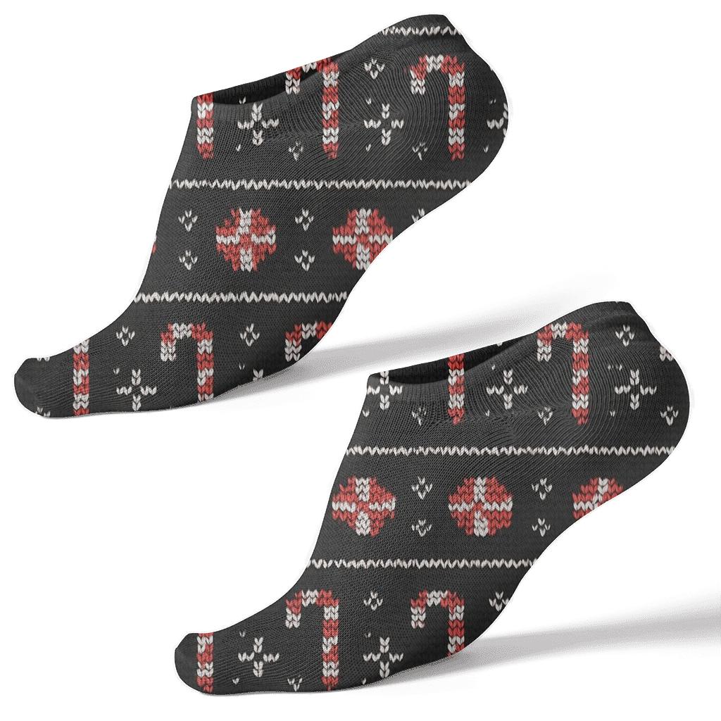 Knitted Starlight Band With Nordic Candy Canes Motif unique graphic ankle socks
