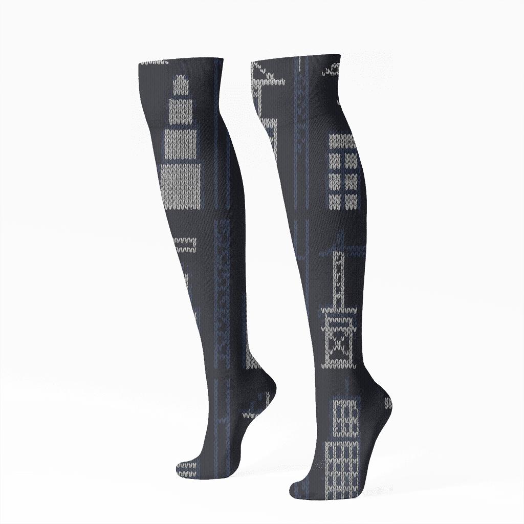 Architect Skyline Knit Illusion Grid personalized knee-high socks