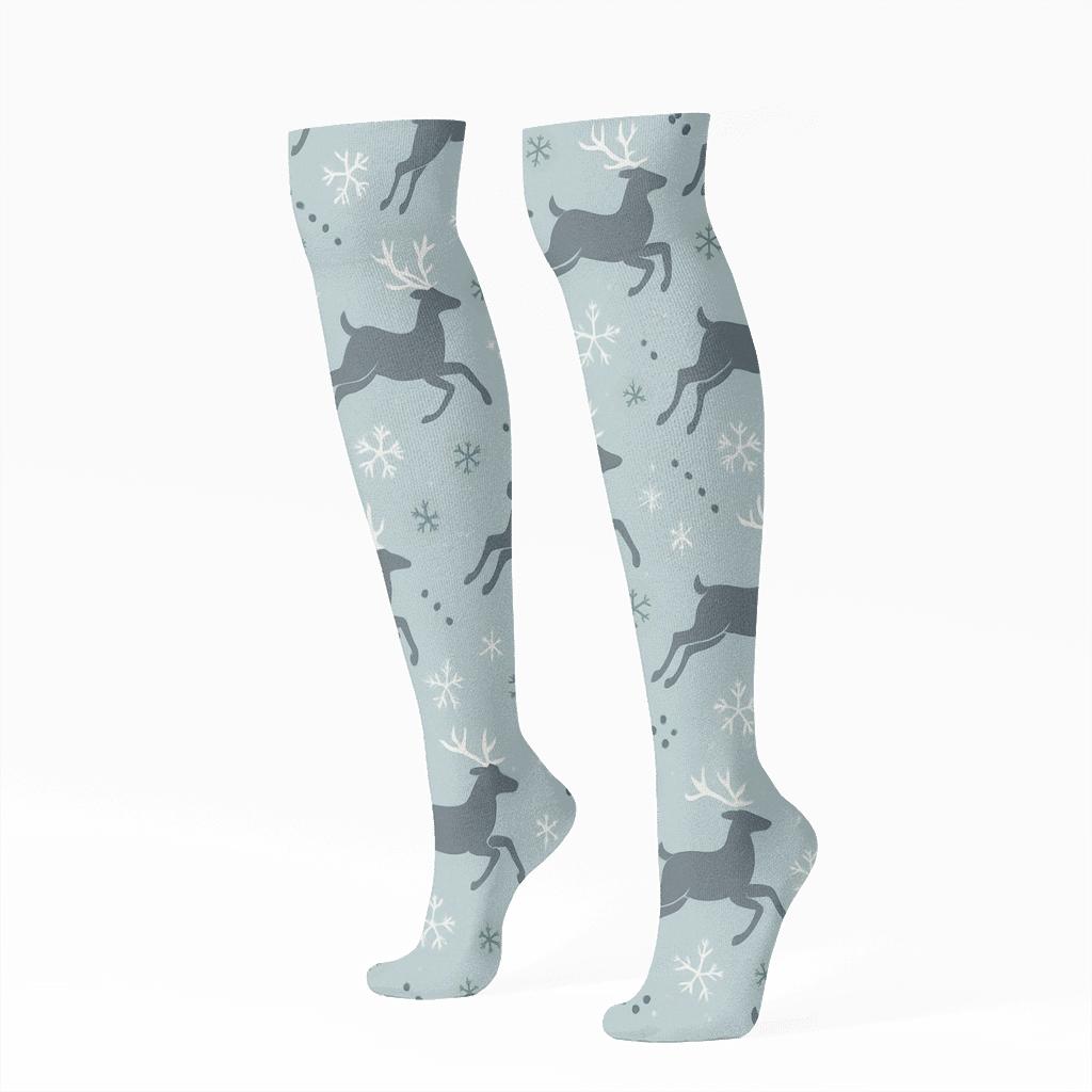 Nordic Star Trail Pattern Reindeer personalized knee-high socks