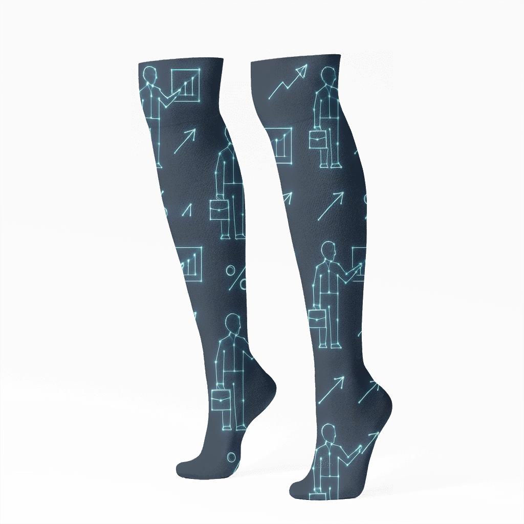 Midnight Trade Grid With Salesperson Constellations soft everyday knee-high socks