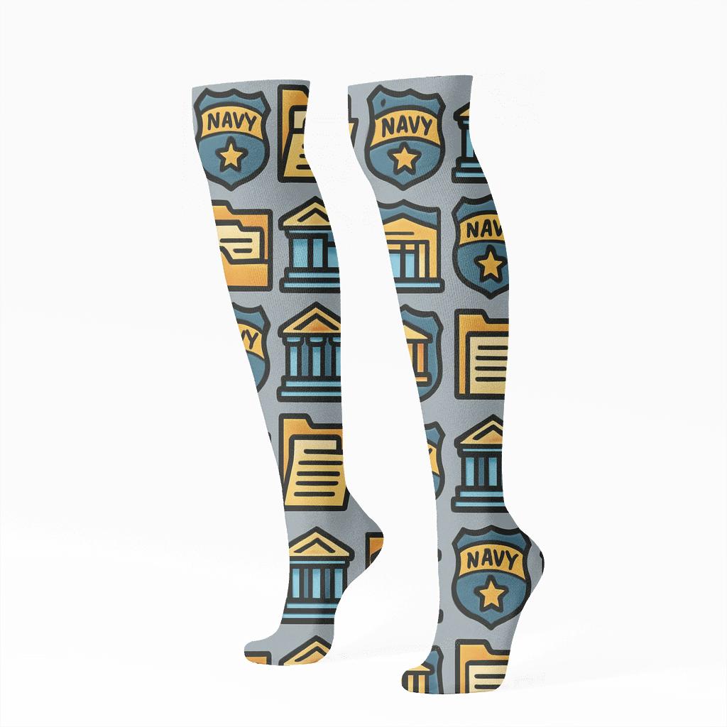 Shield And Case File Grid For Probation Officer Duty custom knee-high socks