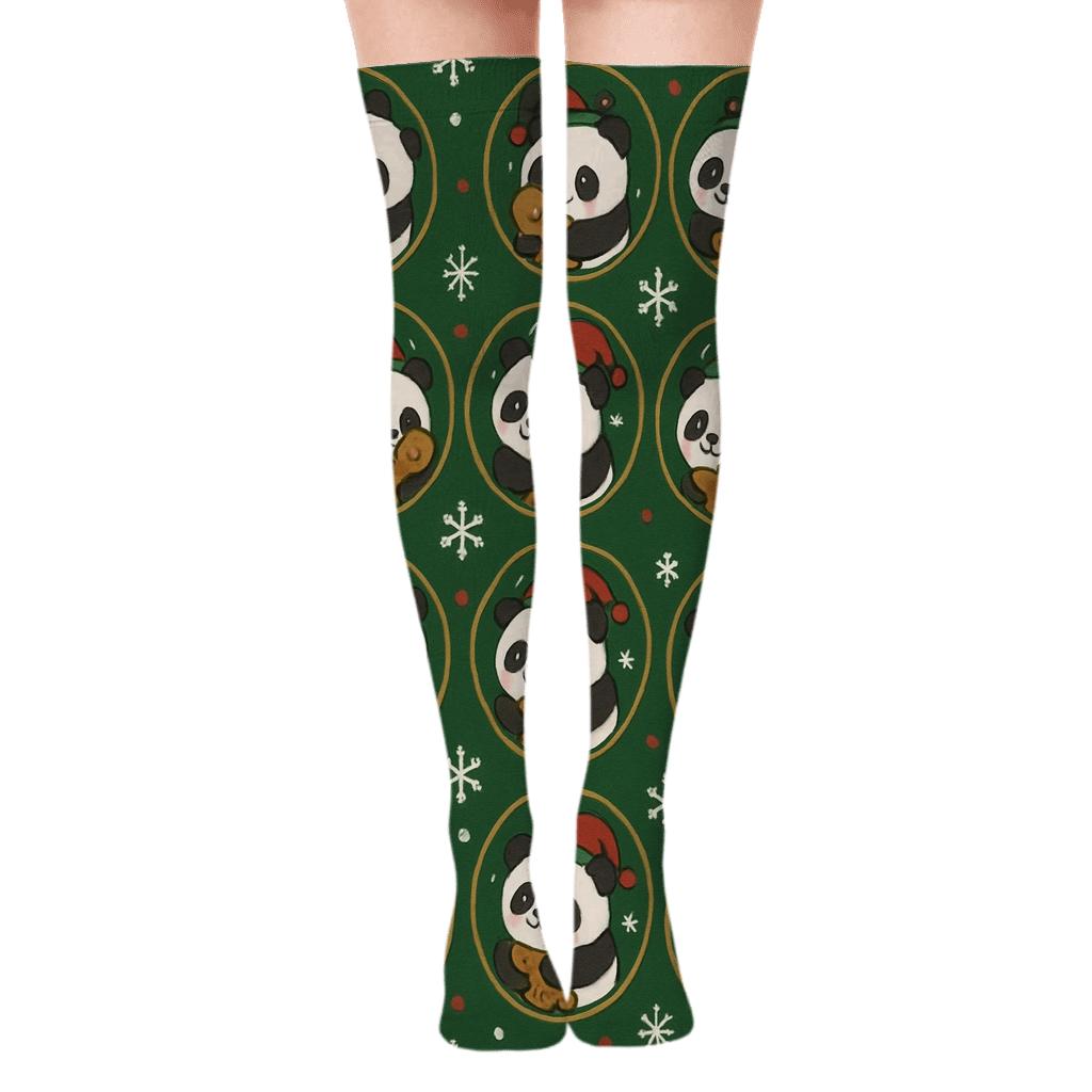 Panda Gingerbread Carousel stylish fashion over-the-knee socks