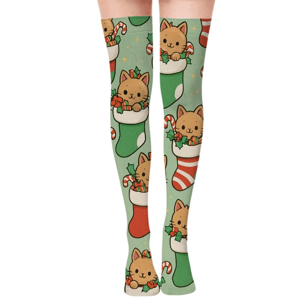 Cat Stocking Staircase Scatter comfortable cotton over-the-knee socks