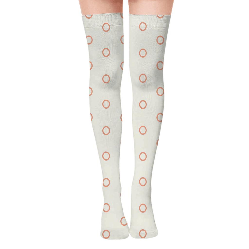 Tiny Ring Orbit designer print over-the-knee socks