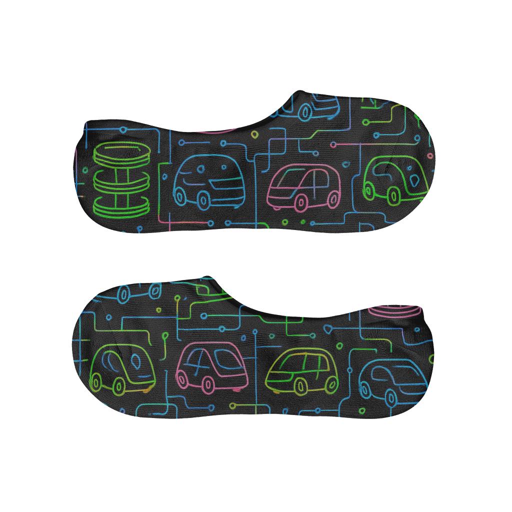Neon Transit 2025 Circuit Grid breathable seamless no-show sockscustom no-show socks