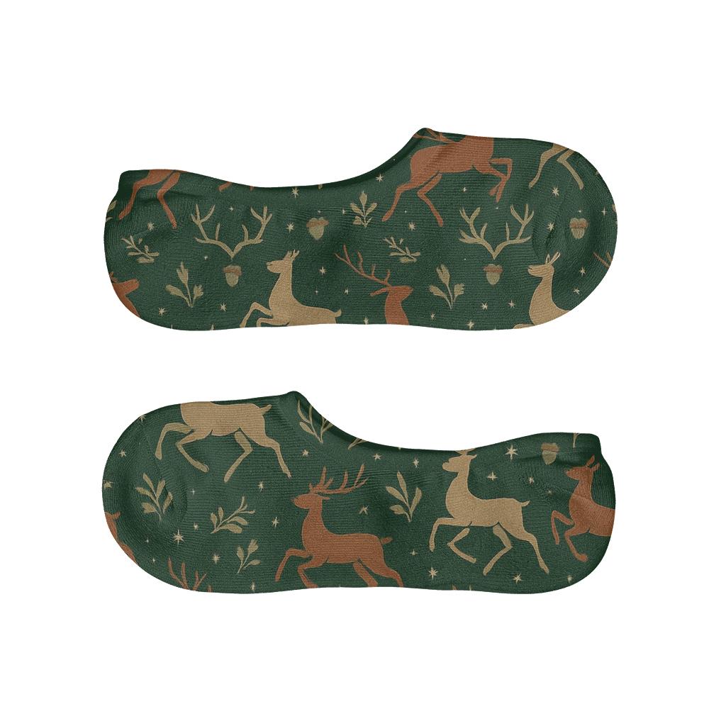 Starry Forest Tiling With Deer Motifs low cut no-show socks