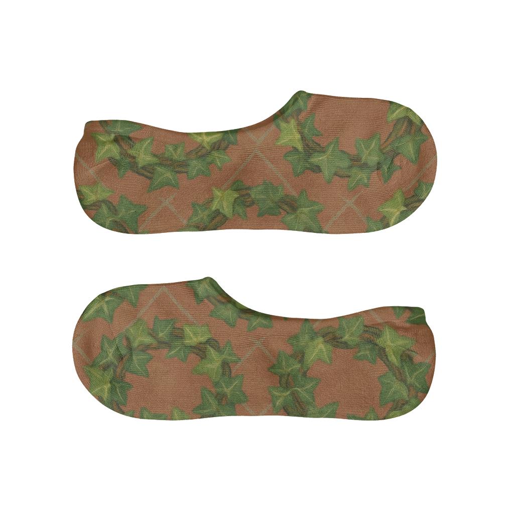 Terracotta Ivy Trellis Medallions anti-slip no-show socks