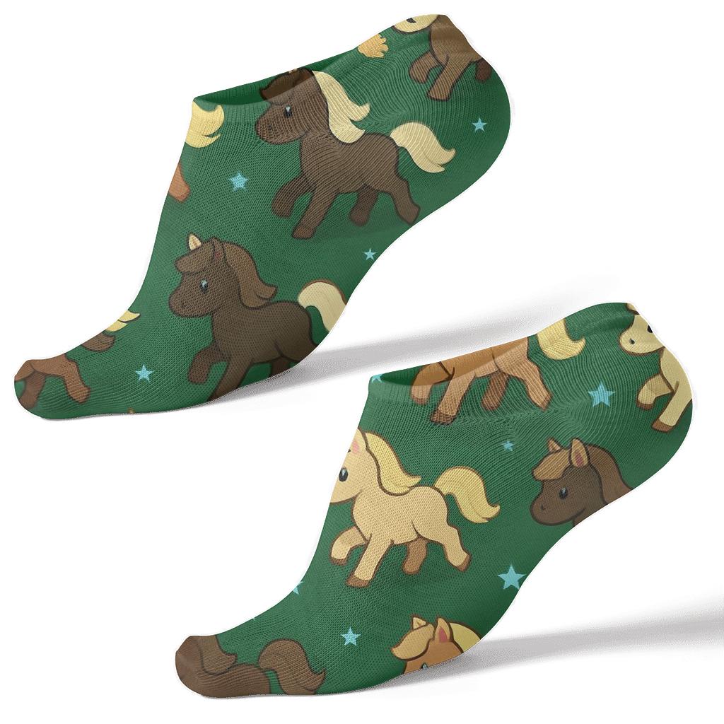 Starlit Meadow Silhouettes With Pony Whimsy personalized ankle socks